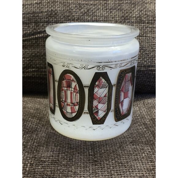 Vintage Mid-Century Modern White Geometric Design Harry Sternberg Jar 7.5'' MCM